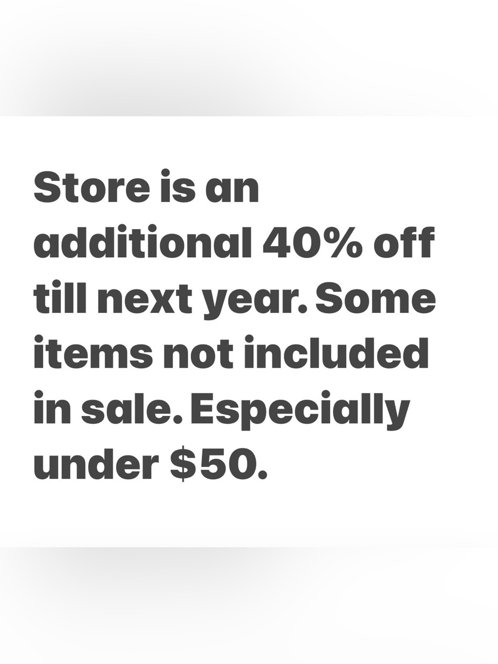 Store is 40% off to next year no lowballing